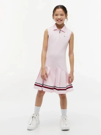 Rochie polo plisată fără mâneci pentru copii
