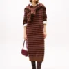 Rochie pulover din lână și cașmir cu dungi Rochie pulover din lână și cașmir cu dungi
