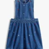 Rochie-salopetă din denim cu imprimeu floral pentru copii