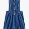 Rochie-salopetă din denim cu imprimeu floral pentru copii