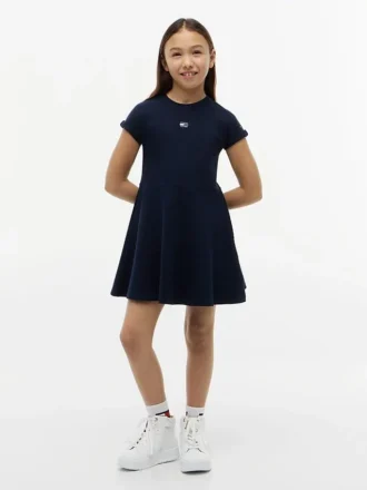 Rochie skater pentru copii cu logo steag în tonuri asortate