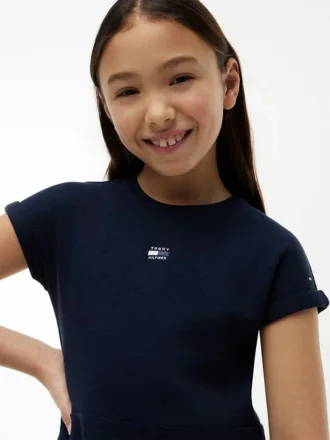 Rochie skater pentru copii cu logo steag în tonuri asortate