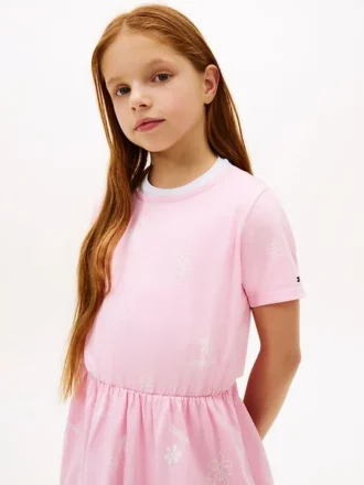 Rochie-tricou pentru copii cu imprimeu de primăvară