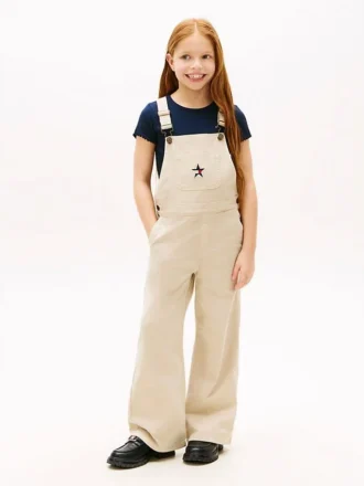 Salopetă din denim elastic cu picior larg pentru copii