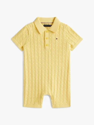 Salopetă polo pentru bebeluși cu tricotaj în relief