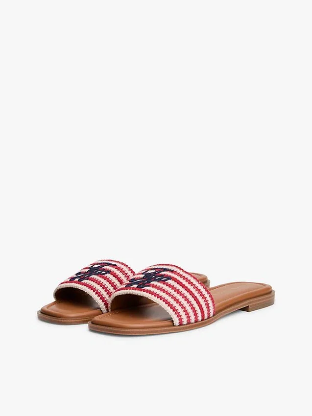 Sandale cu bandă țesută cu monogramă Sandale cu bandă țesută cu monogramă