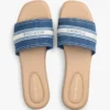 Sandale din denim cu logo din chingă Sandale din denim cu logo din chingă