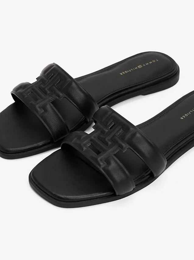 Sandale din piele cu TH Monogram Sandale din piele cu TH Monogram
