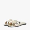 Sandale din piele metalizată cu curea cu monogramă Sandale din piele metalizată cu curea cu monogramă