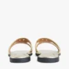 Sandale din piele metalizată cu curea cu monogramă Sandale din piele metalizată cu curea cu monogramă