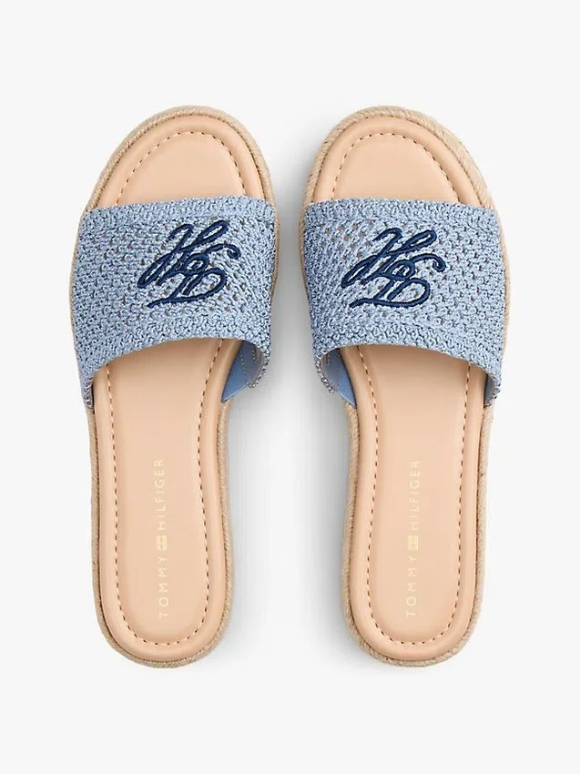 Sandale espadrile cu monogramă script Sandale espadrile cu monogramă script