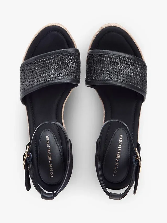 Sandale espadrile cu talpă înaltă din rafie Sandale espadrile cu talpă înaltă din rafie