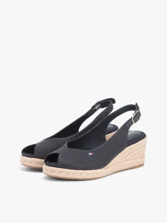 Sandale espadrile cu talpă înaltă și baretă în spate