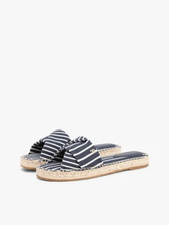 Sandale espadrile din pânză cu dungi