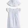 Set cadou cu rochie și pălărie în dungi pentru bebeluși Set cadou cu rochie și pălărie în dungi pentru bebeluși