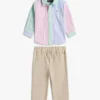 Set cămașă și pantaloni cu dungi pentru bebeluși Set cămașă și pantaloni cu dungi pentru bebeluși