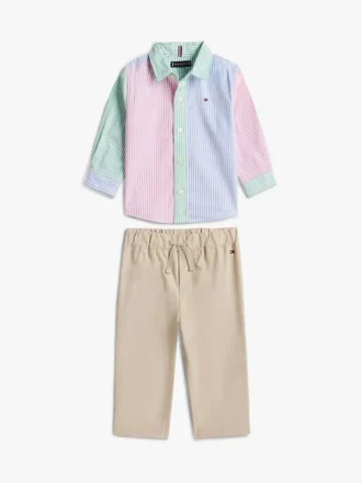 Set cămașă și pantaloni cu dungi pentru bebeluși