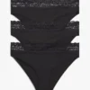 Set de 3 slipuri bikini cu bordură din dantelă Set de 3 slipuri bikini cu bordură din dantelă
