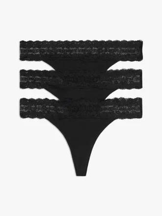 Set de 3 tanga cu bordură din dantelă
