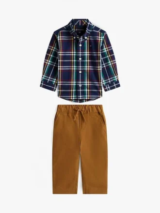 Set de cămașă și pantaloni în carouri pentru bebeluși