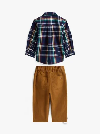 Set de cămașă și pantaloni în carouri pentru bebeluși