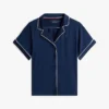 Set de pijamale cu cămașă și pantaloni scurți cu borduri contrastante