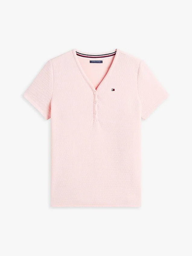 Set de pijamale cu tricou Henley și pantaloni scurți Set de pijamale cu tricou Henley și pantaloni scurți