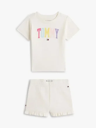Set de tricou și pantaloni scurți cu logo Tommy pentru bebeluși
