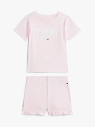Set de tricou și pantaloni scurți cu logo Tommy pentru bebeluși