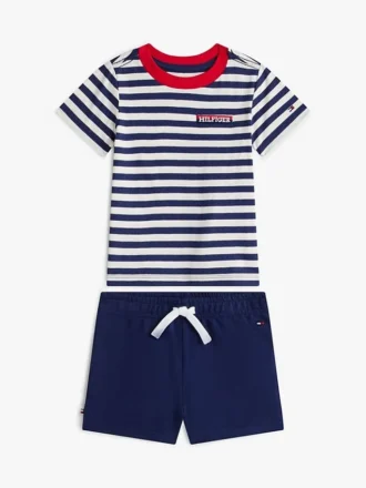 Set tricou și pantaloni scurți cu dungi pentru bebeluși