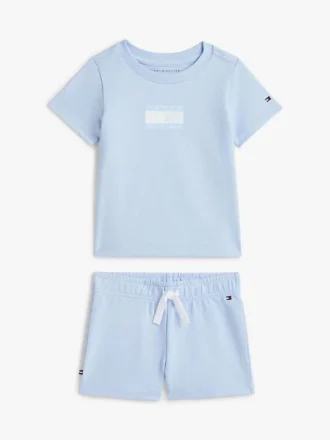 Set tricou și pantaloni scurți cu logo steag pentru bebeluși
