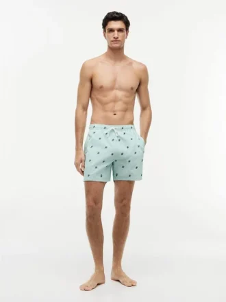 Slip de baie cu monogramă și dungi de 5″