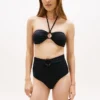 Slip de bikini cu talie înaltă și inel O pentru partea de jos