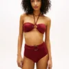 Slip de bikini cu talie înaltă și inel O pentru partea de jos