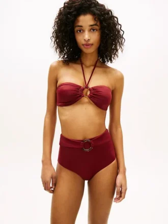 Slip de bikini cu talie înaltă și inel O pentru partea de jos