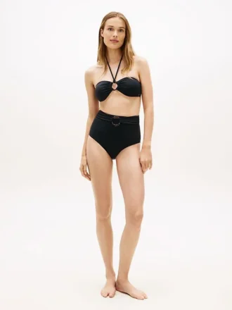 Slip de bikini cu talie înaltă și inel O pentru partea de jos