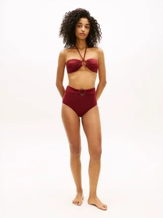 Slip de bikini cu talie înaltă și inel O pentru partea de jos