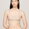 Sutien triunghiular din tricot cu logo, fără căptușeală