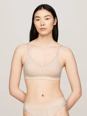 Sutien triunghiular din tricot cu logo, fără căptușeală