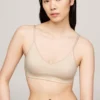 Sutien triunghiular din tricot cu logo, fără căptușeală