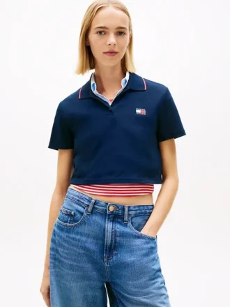 Tommy Jeans Polo cropped cu croială dreptă