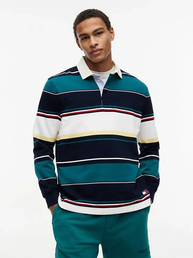 Tommy Jeans Polo relaxat cu dungi în stil rugby Tommy Jeans Polo relaxat cu dungi în stil rugby