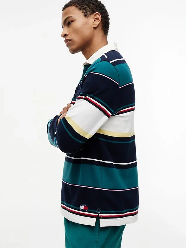 Tommy Jeans Polo relaxat cu dungi în stil rugby Tommy Jeans Polo relaxat cu dungi în stil rugby
