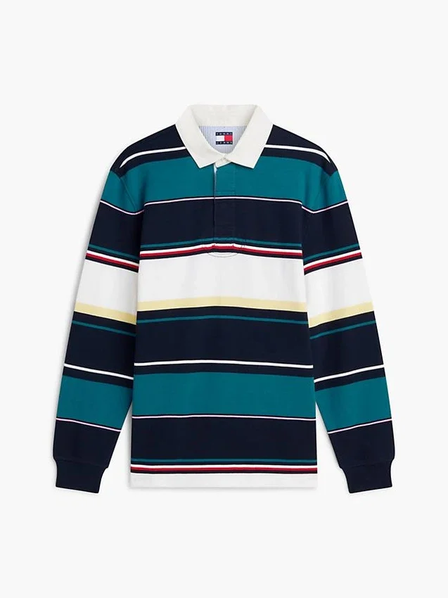 Tommy Jeans Polo relaxat cu dungi în stil rugby Tommy Jeans Polo relaxat cu dungi în stil rugby
