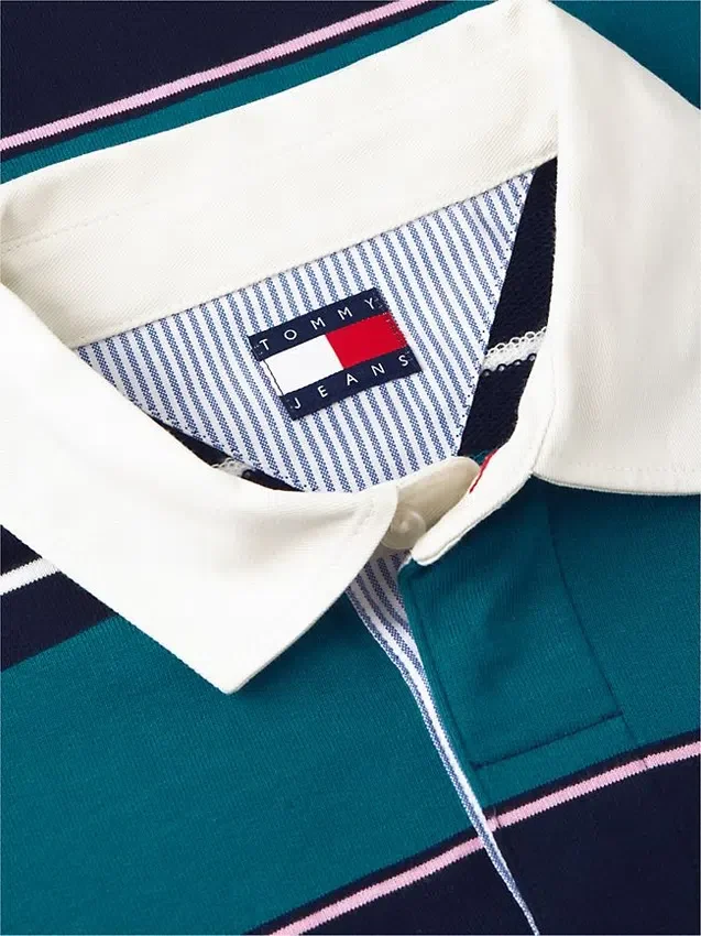 Tommy Jeans Polo relaxat cu dungi în stil rugby Tommy Jeans Polo relaxat cu dungi în stil rugby