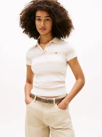 Tommy Jeans Polo slim fit din tricot cu nervuri