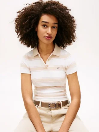 Tommy Jeans Polo slim fit din tricot cu nervuri
