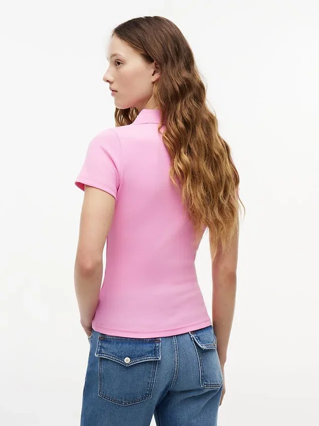 Tommy Jeans Polo slim fit din tricot cu nervuri Tommy Jeans Polo slim fit din tricot cu nervuri