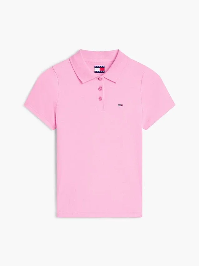 Tommy Jeans Polo slim fit din tricot cu nervuri Tommy Jeans Polo slim fit din tricot cu nervuri
