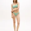Top de bikini din seersucker cu spate încrucișat